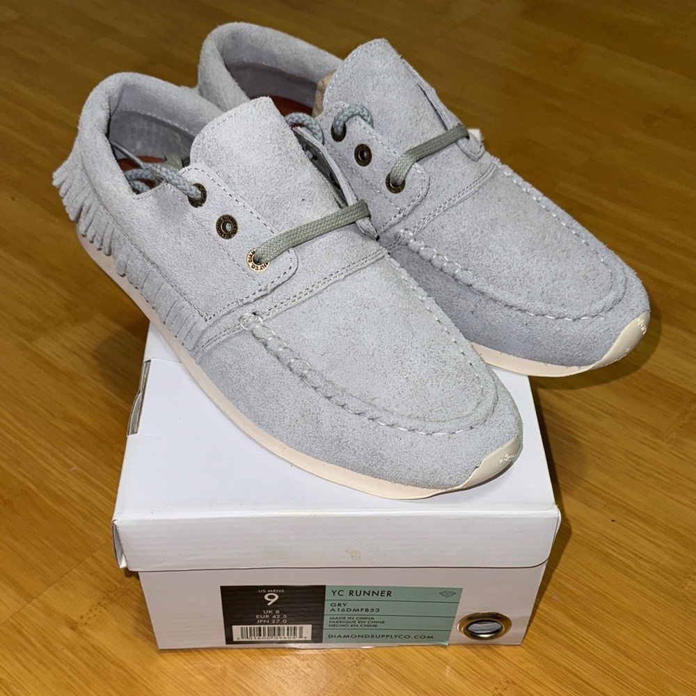 Diamond Supply Co. Light Gray Suede Boat Shoes